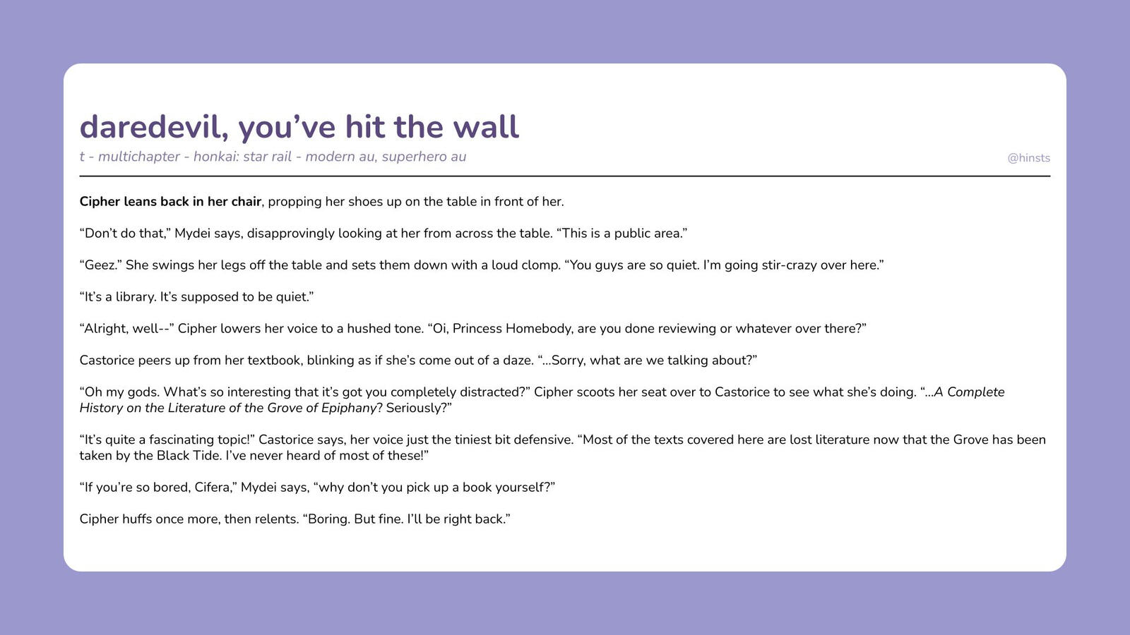 daredevil, you've hit the wall